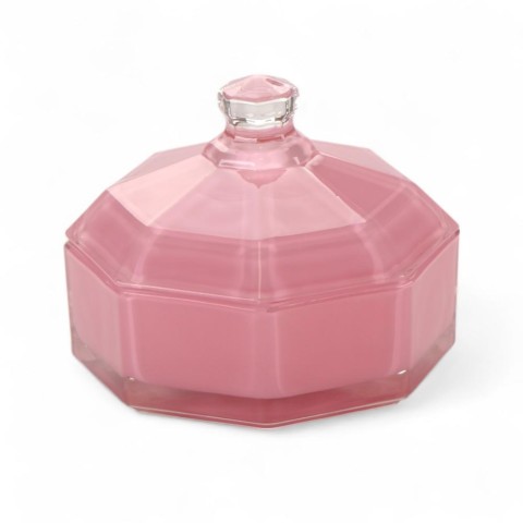 SCATOLA VETRO 12X12CM ROSA